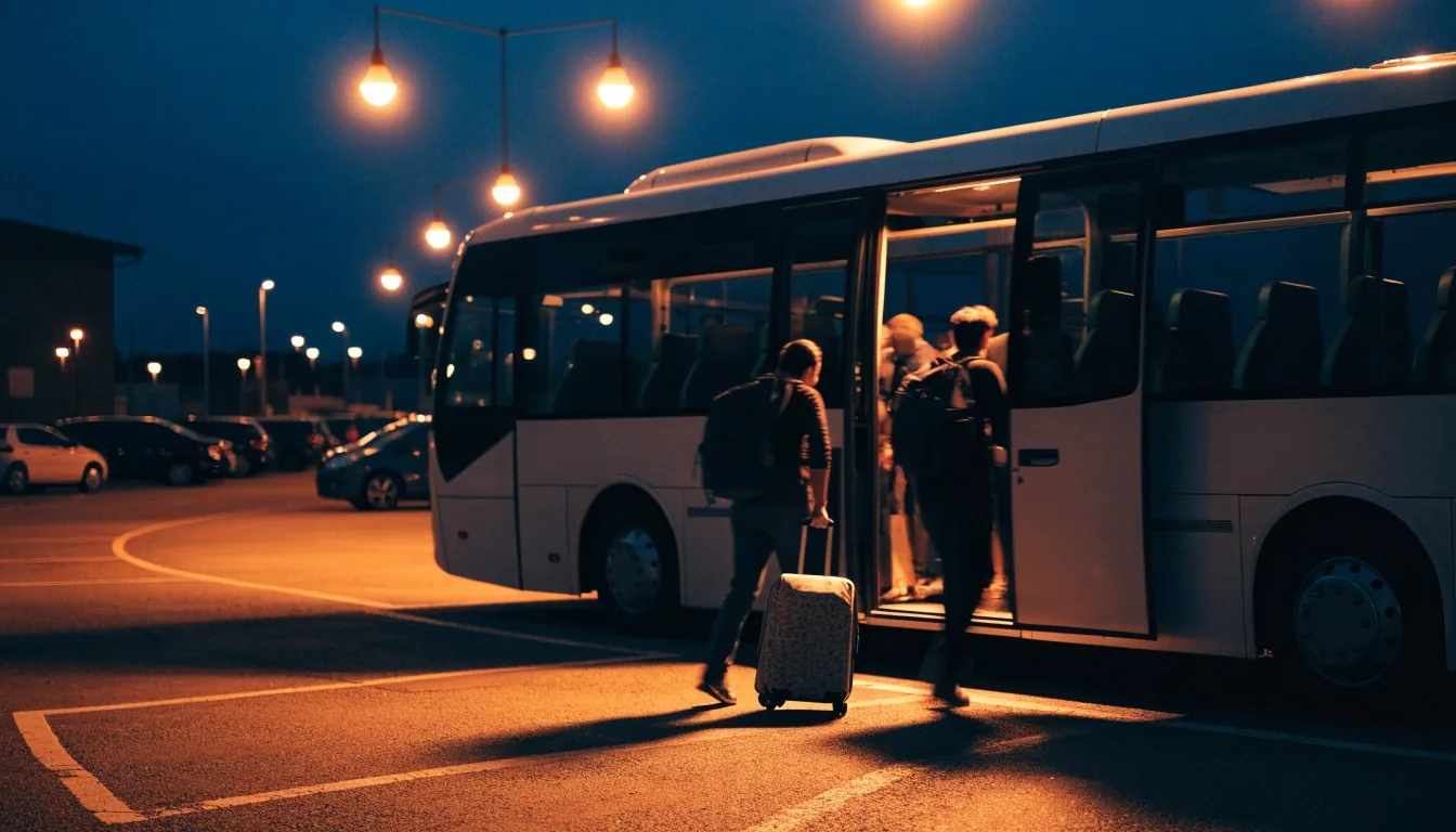 Open-air AIRPARK budget parking rows at Brisbane Airport at night