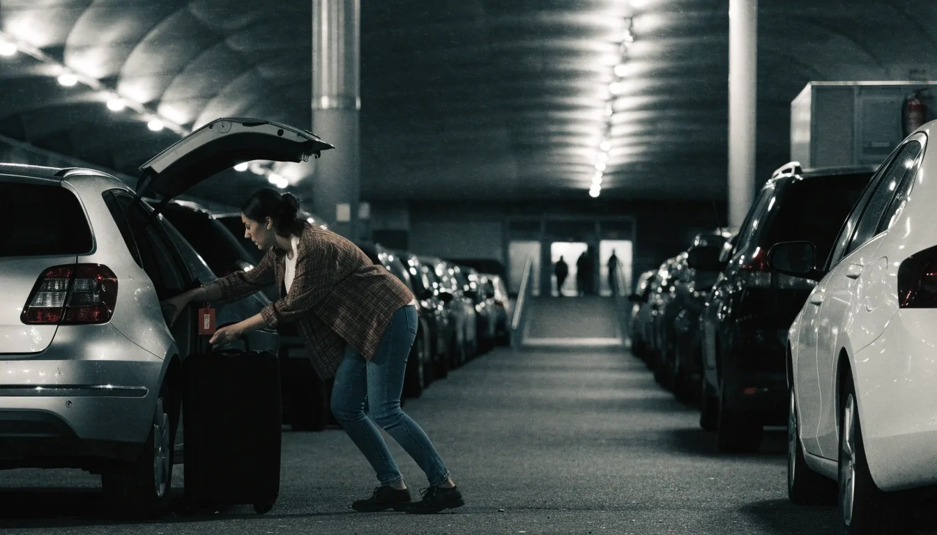 Domestic terminal car parks at Brisbane Airport at night