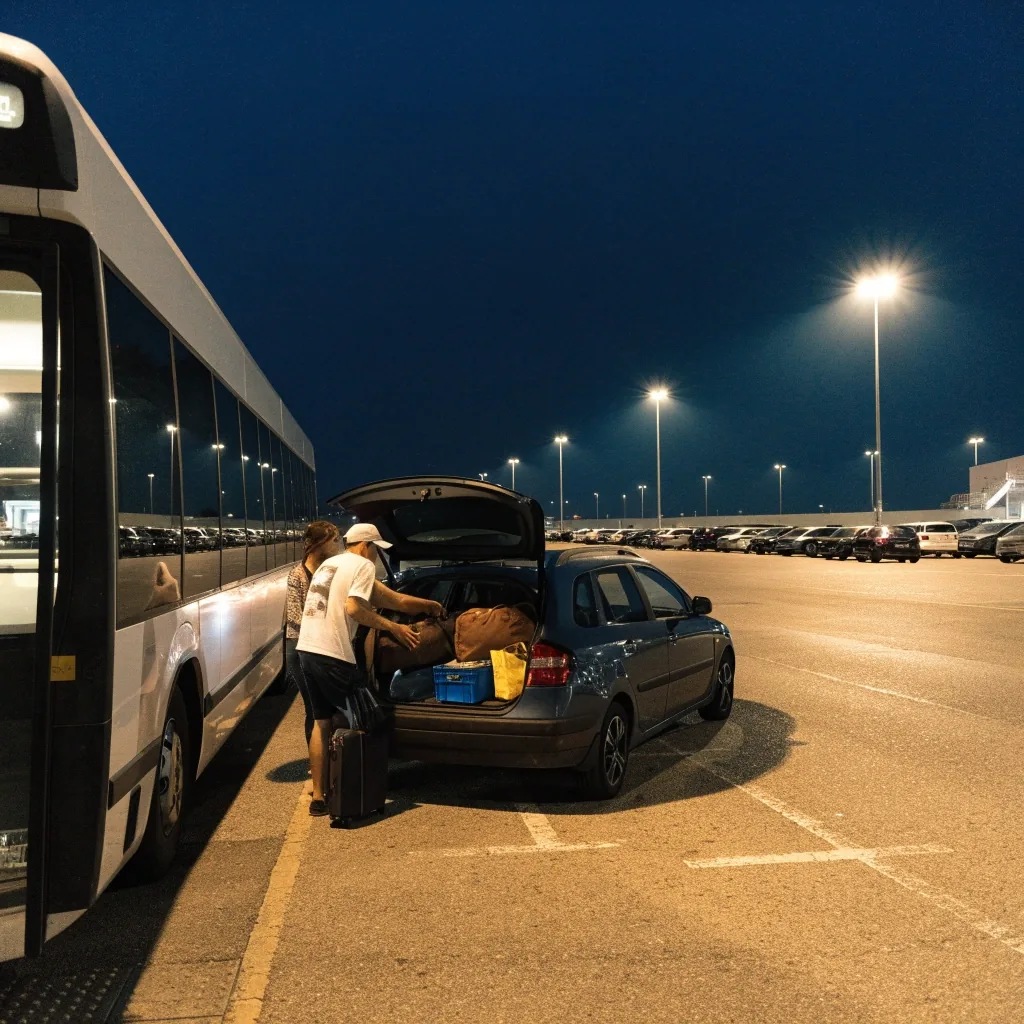 International terminal car park at Brisbane Airport at night